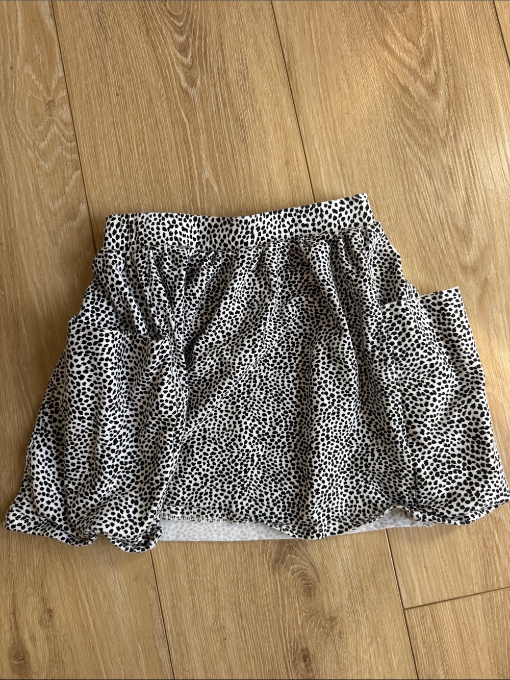 Black & White Mini Skirt with Spot Print